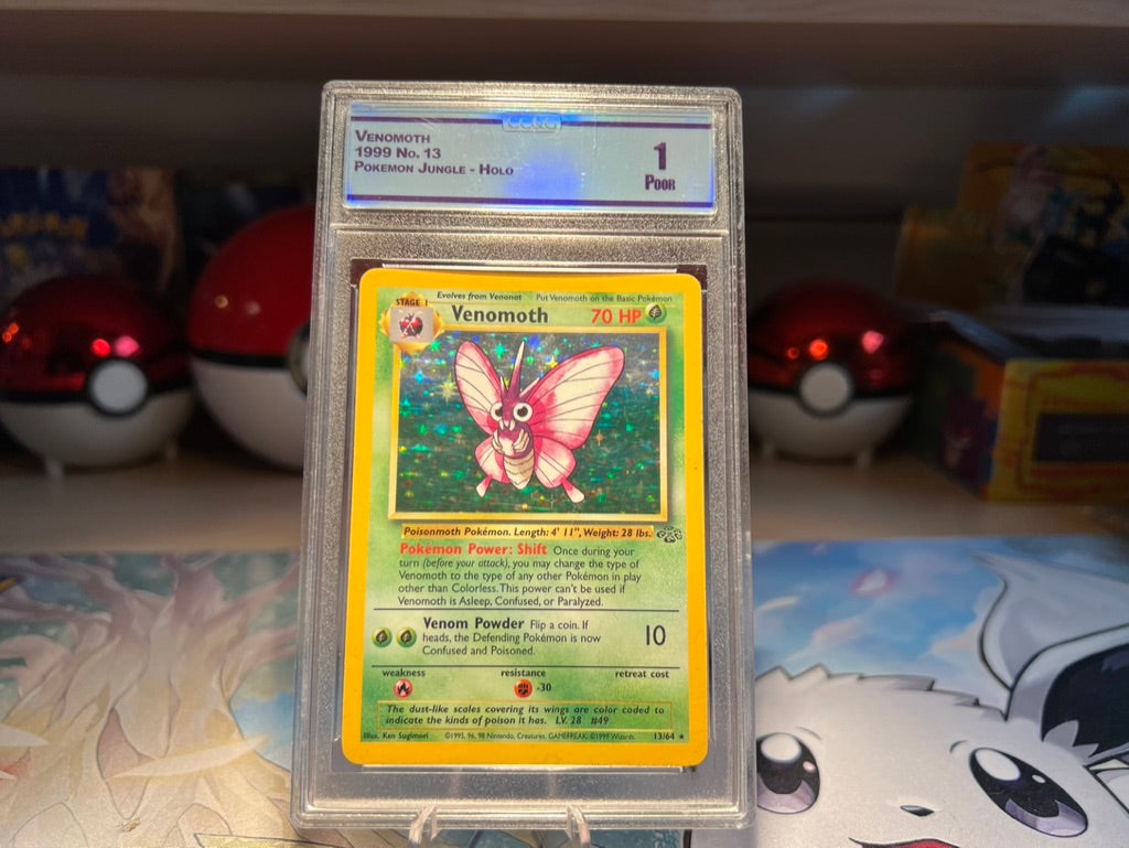 Graded CC&G 1 Vintage Holo Venomoth Pokemon Card (Listing #188)