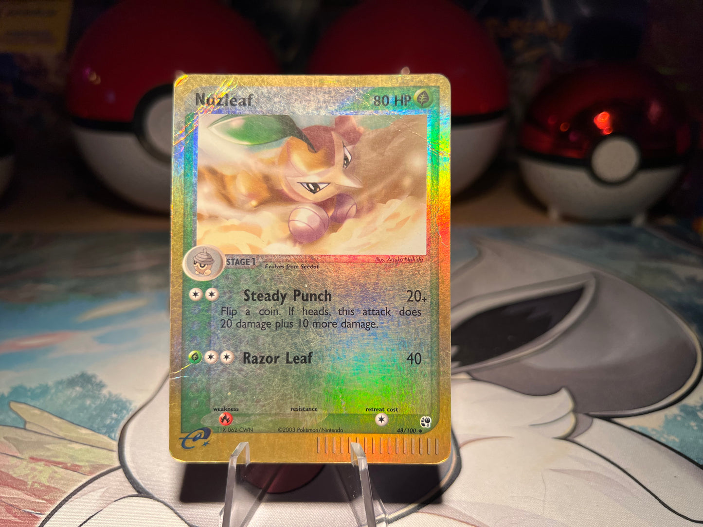 Pokemon Card Holo Nuzleaf EReader (Damaged)(Listing #633)