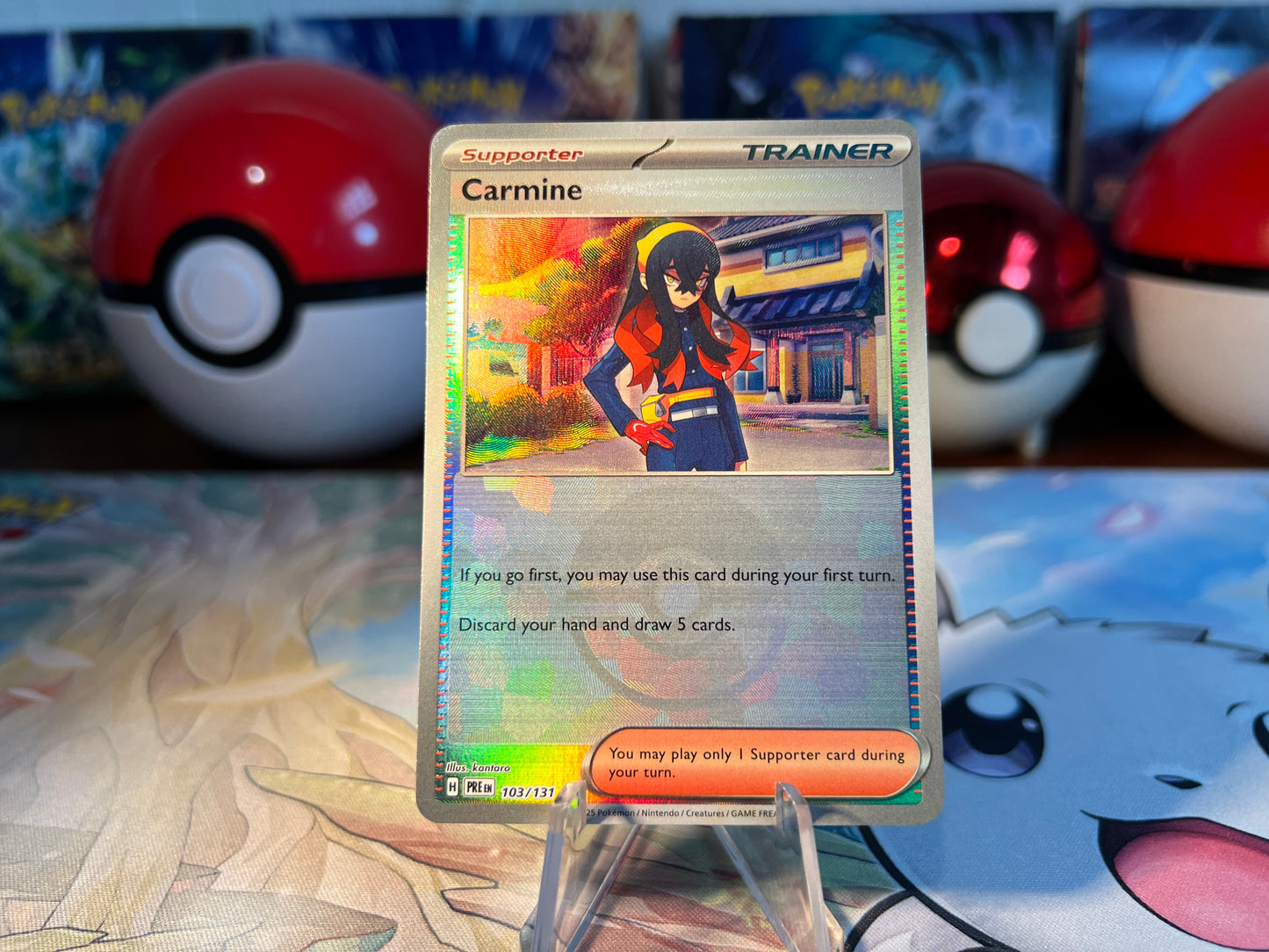 Pokemon Card Pokeball Trainer Carmine Holo (Listing #761)