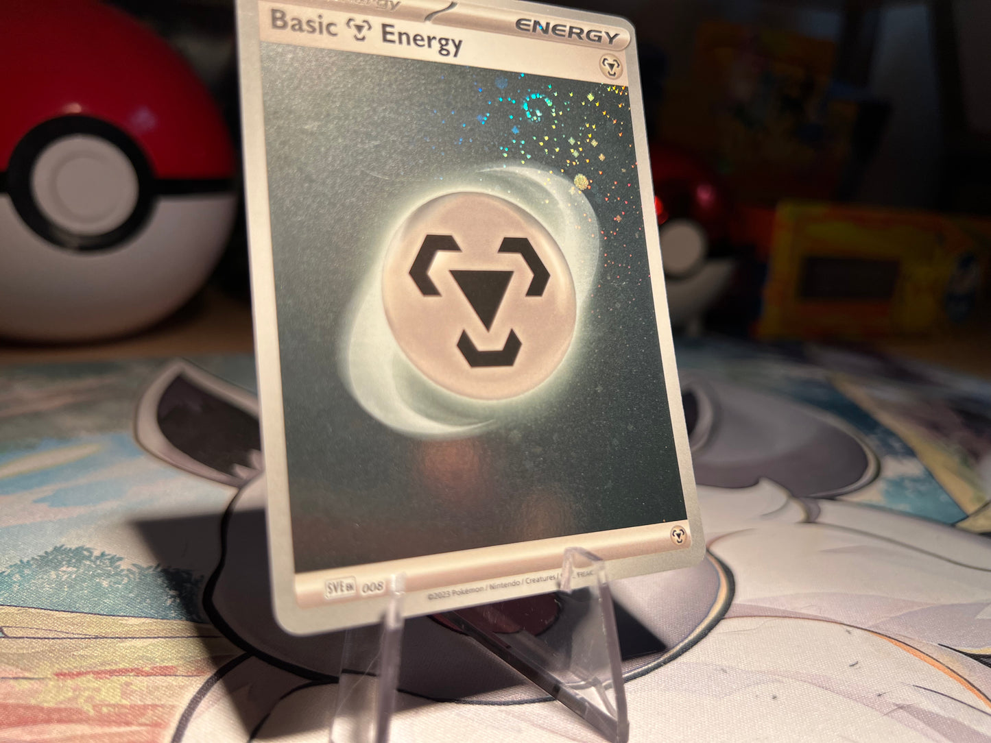 Pokemon Card Holo Swirl Steel Energy (Listing #614)