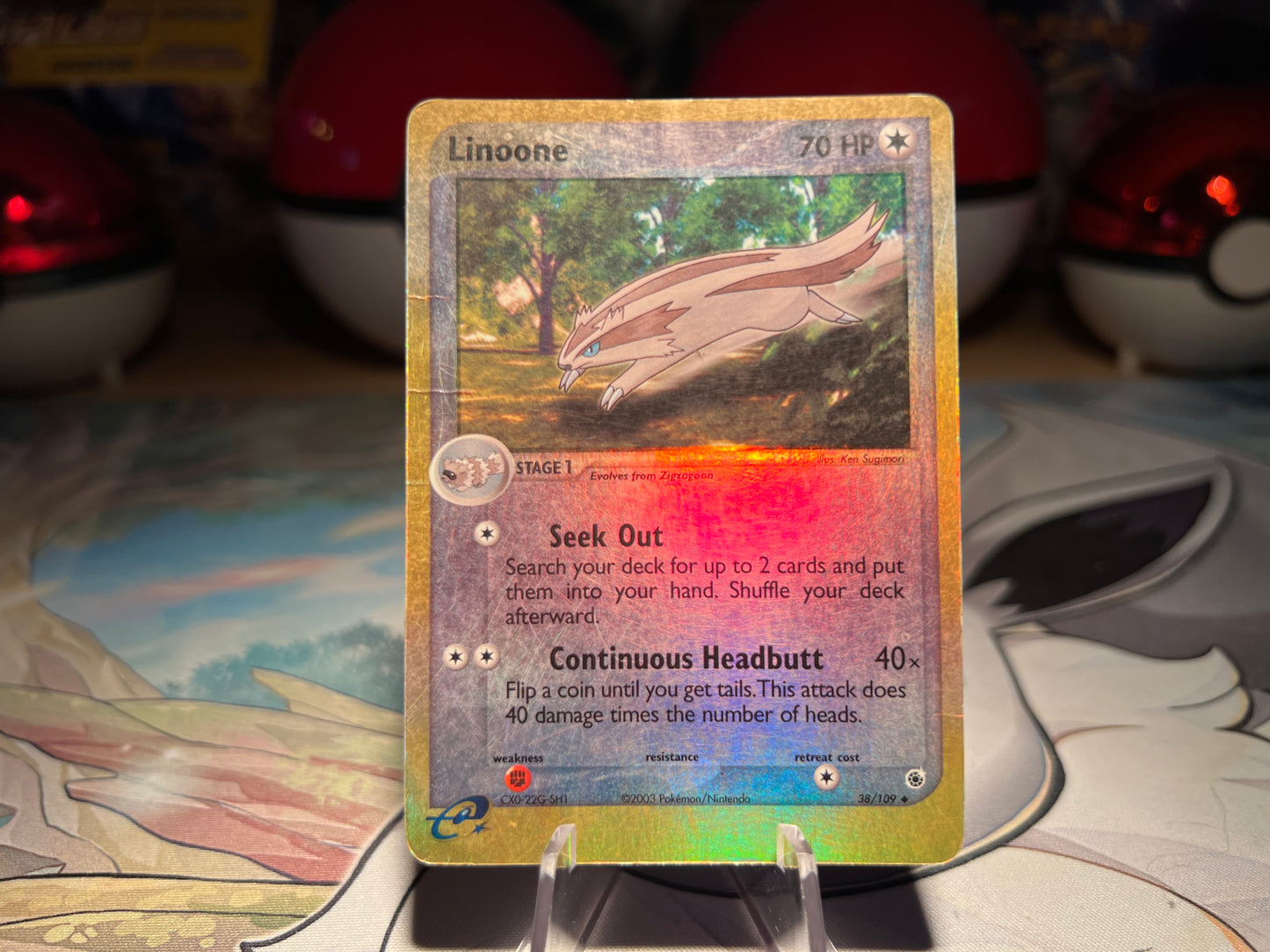 Pokemon Card Holo Linoone EReader (Damaged)(Listing #629)